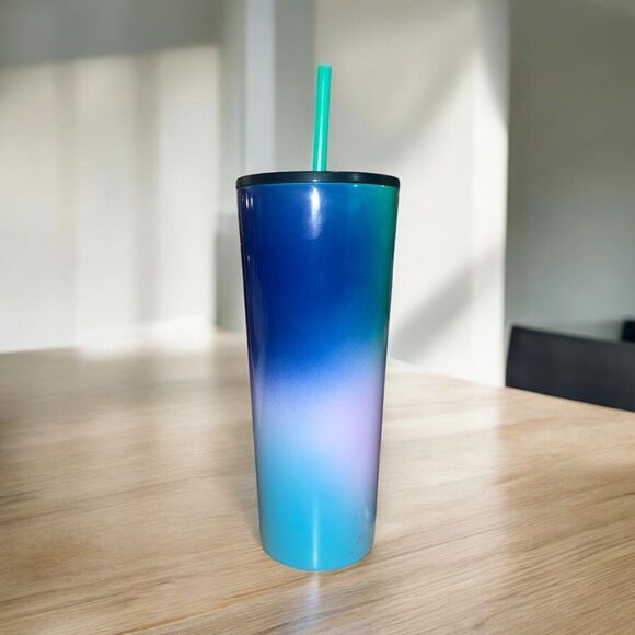 ✨Starbucks 2022 Summer Stainless Blue Green Purple Ombre Tumbler 24oz✨ - Picture 3 of 5